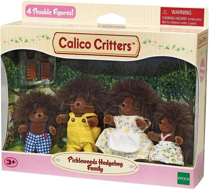 Calico Critters Pickleweeds Hedgehog Family - Set of 4 Collectible Doll Figures for Children Ages 3+