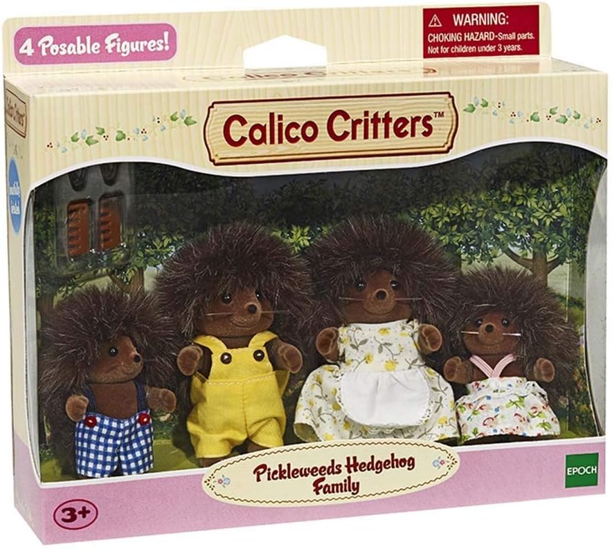 Calico Critters Pickleweeds Hedgehog Family - Set of 4 Collectible Doll Figures for Children Ages 3+