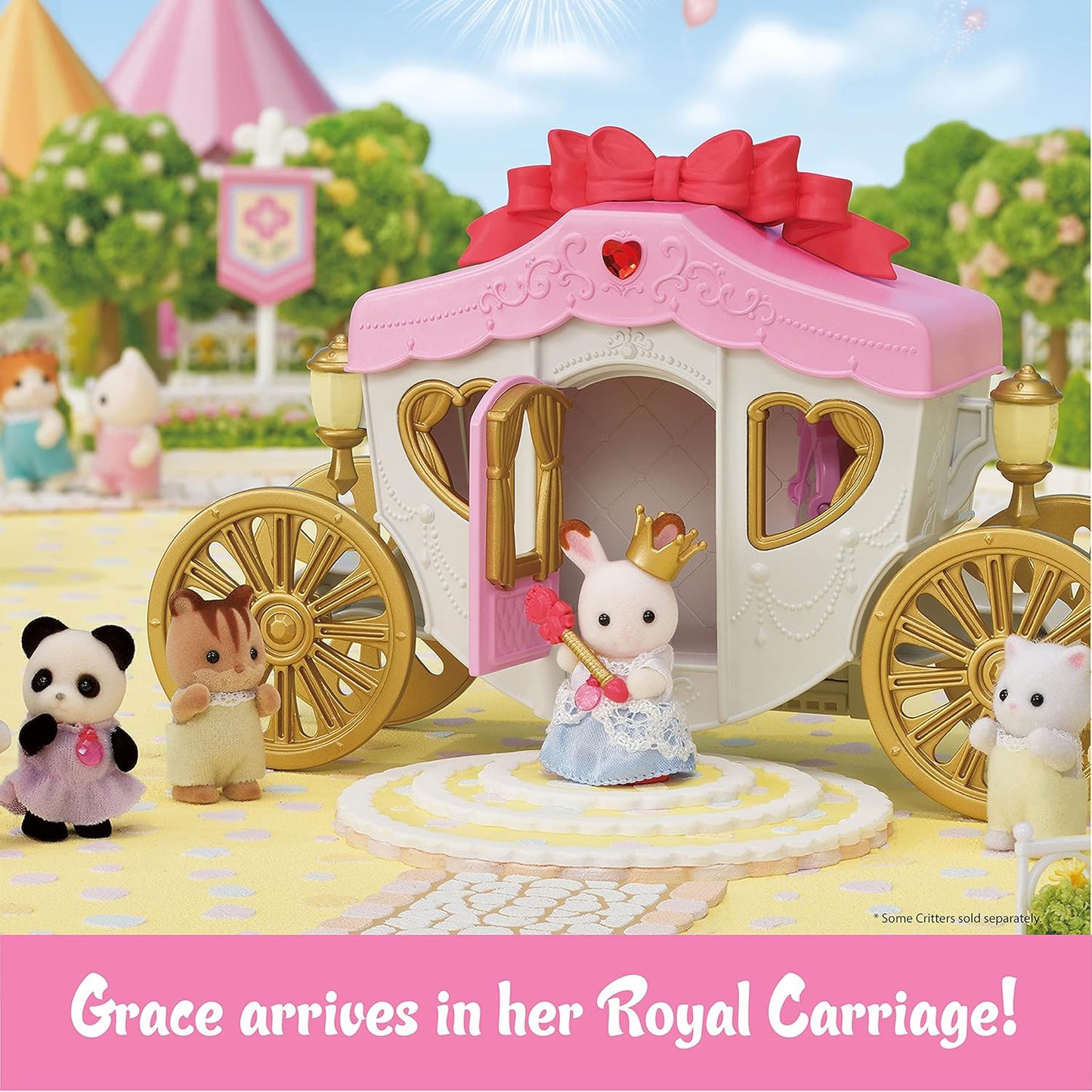 Calico Critters Royal Carriage Set - Dollhouse Playset & Vehicle with Doll and Accessories Included. Your Fairytale Adventure Awaits!