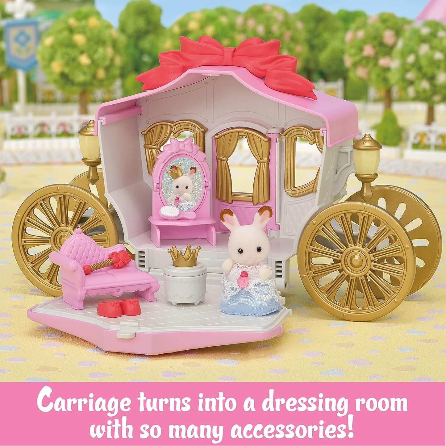 Calico Critters Royal Carriage Set - Dollhouse Playset & Vehicle with Doll and Accessories Included. Your Fairytale Adventure Awaits!