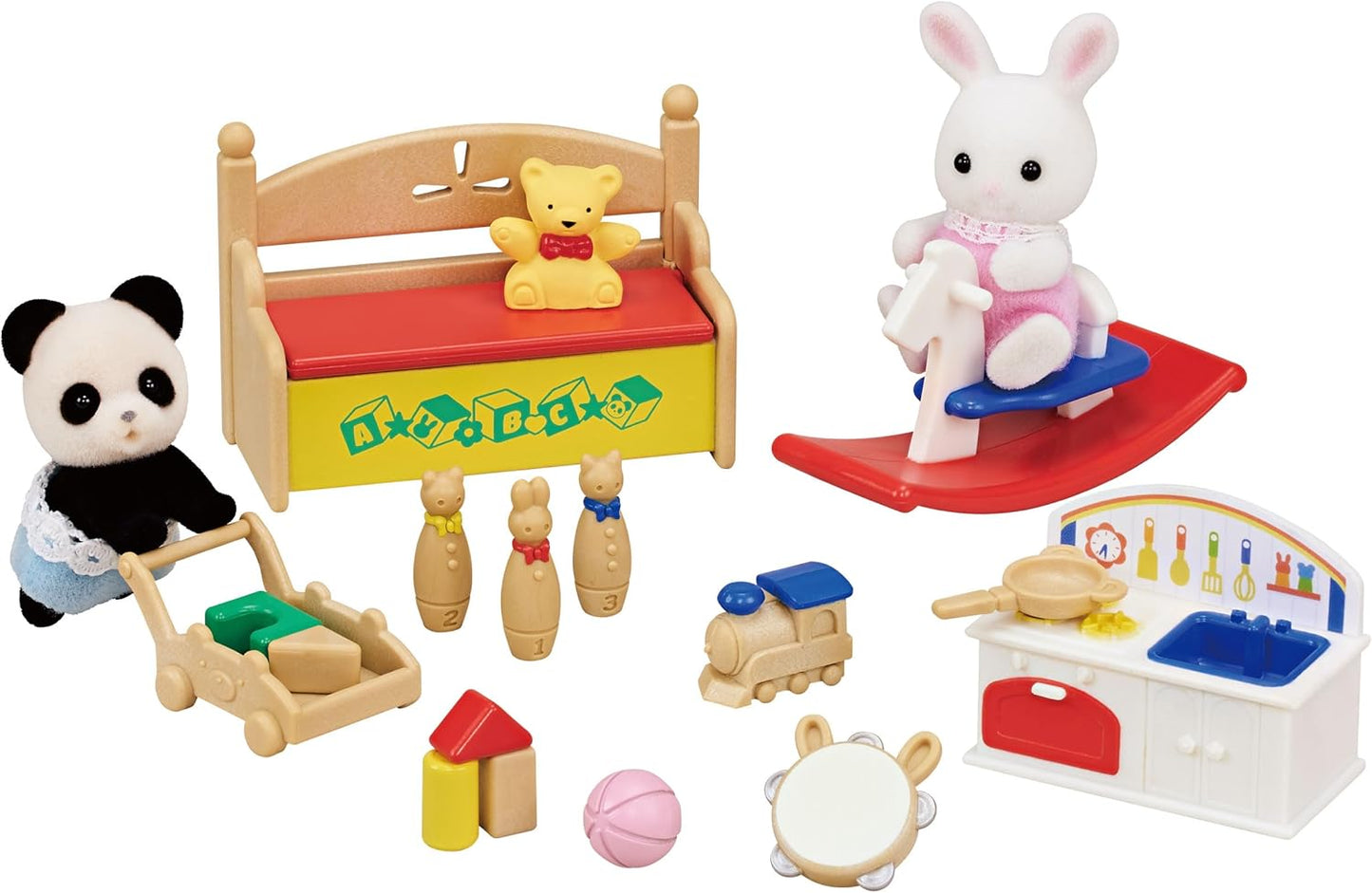 Calico Critters Baby's Toy Box - Includes Snow Rabbit and Panda Babies