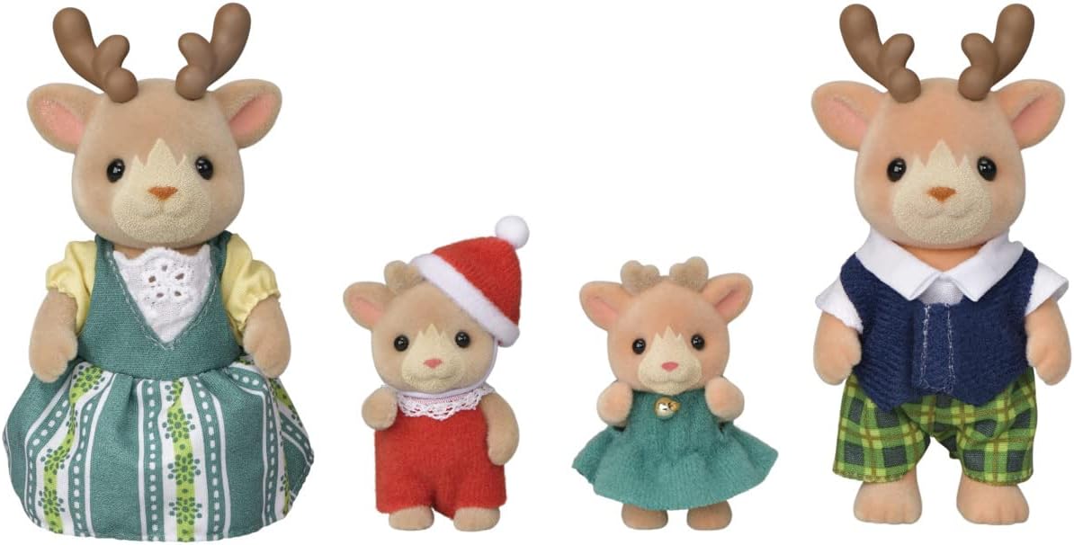 Calico Critters Reindeer Family - Set of 4 Collectible Doll Figures for Ages 3+