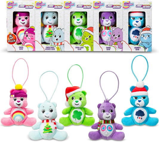 Care Bears Holiday 5 Pack Treasure Box - Miniature Plush Figure, Suffed Animal, Toy Mini Soft Figure for Kids, Girls and Boys Ages 4+