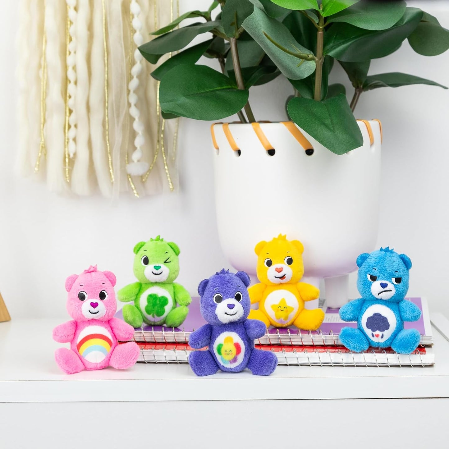 Care Bears 3" Micro Plush 5-Pack Treasure Box - Cheer, Laugh A-Lot, Good Luck, Grumpy and Harmony Bear — Miniature Plush Figure, Suffed Animal, Toy Mini Soft Figure for Kids, Girls and Boys Ages 4+