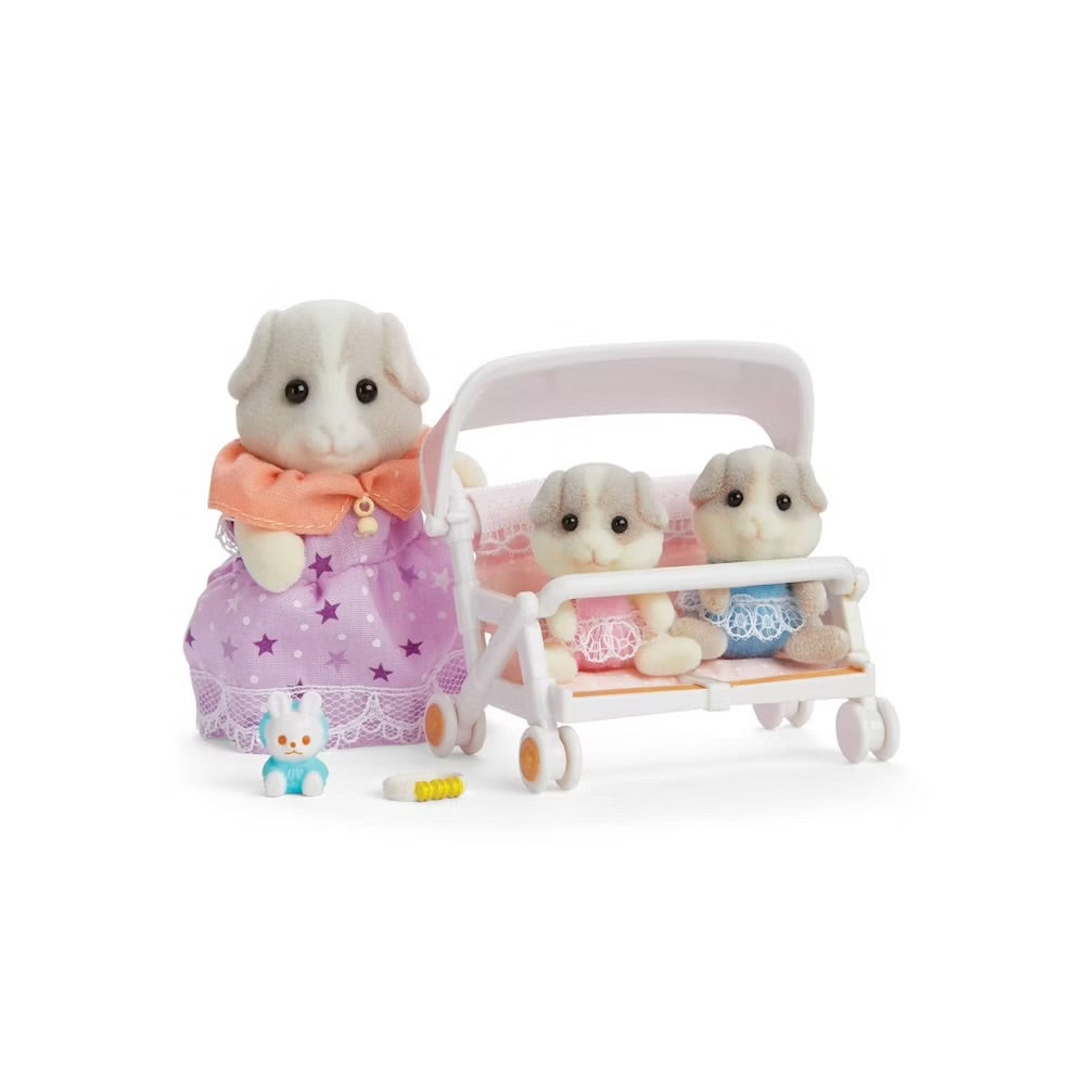 Calico Critters Patty N Paden's Double Stroller, Dollhouse Playset with Figures and Accessories