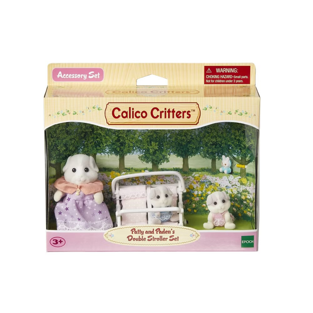 Calico Critters Patty N Paden's Double Stroller, Dollhouse Playset with Figures and Accessories