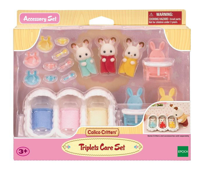 Calico Critters Triplets Care Set, Dollhouse Playset with 3 Figures and Accessories