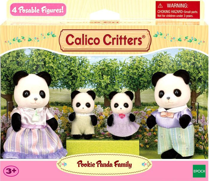 Calico Critters Pookie Panda Family, Set of 4 Collectible Doll Figures