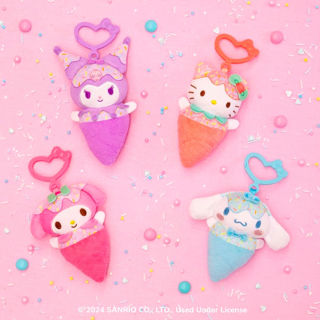 Hello Kitty and Friends - Cinnamoroll 4 inch Clip-On Plush - Ice Cream Themed - Officially Licensed Sanrio