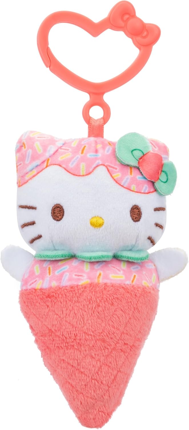 Sanrio Hello Kitty 4 inch Clip-On Plush - Ice Cream Themed - Officially Licensed by Jazwares