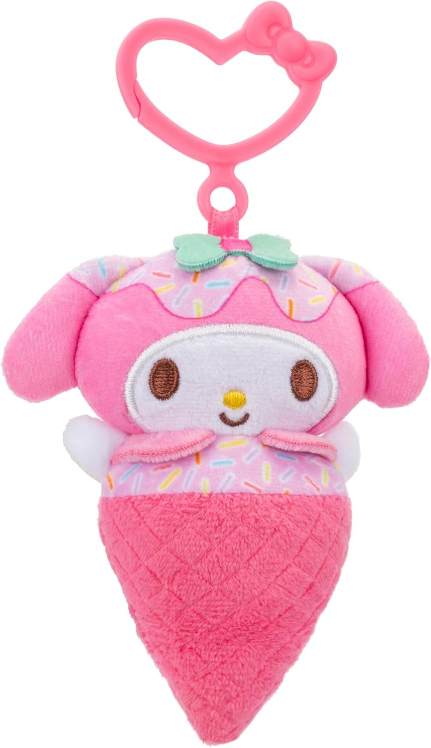 Hello Kitty and Friends, My Melody 4 inch Clip-on Plush - Ice Cream Themed - Officially Licensed Sanrio