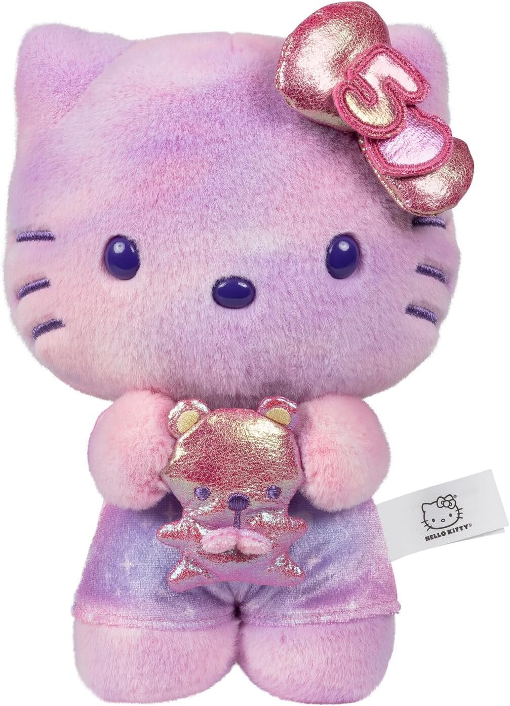 Hello Kitty and Friends, 50th Anniversary 8-inch Hello Kitty Plush with 50th Anniversary Teddy Bear - 5 Decades of Friendship - Officially Licensed Sanrio Product from Jazwares