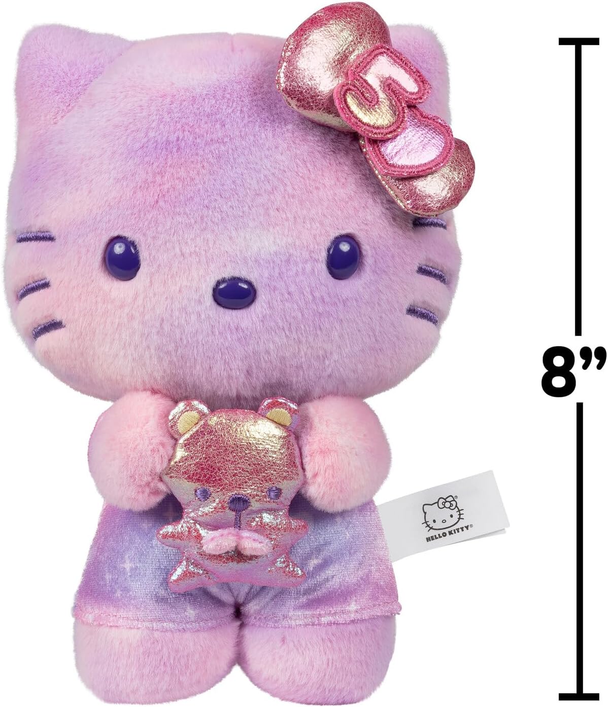 Hello Kitty and Friends, 50th Anniversary 8-inch Hello Kitty Plush with 50th Anniversary Teddy Bear - 5 Decades of Friendship - Officially Licensed Sanrio Product from Jazwares