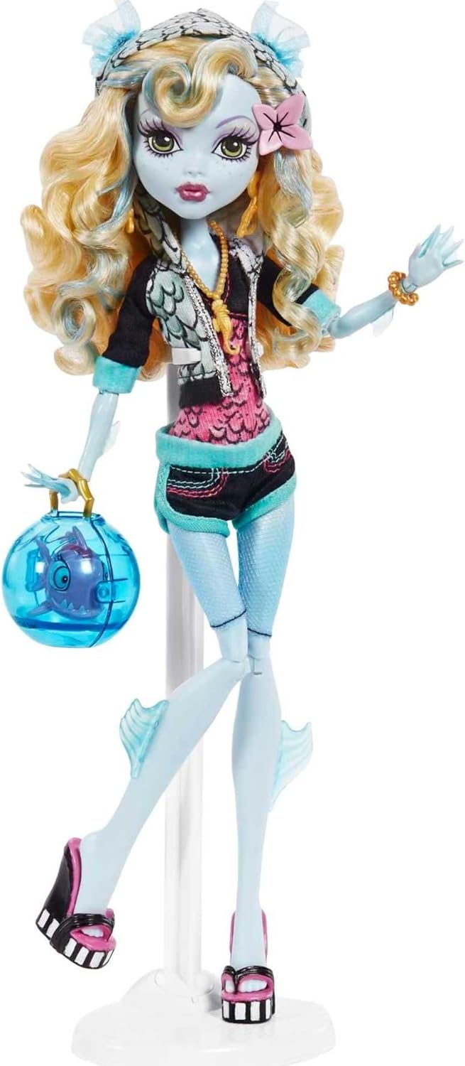 Monster High Lagoona Blue Reproduction Doll (10.5 in) Wearing Original Fashion & Shoes, with Pet, Doll Stand & Accessories, Gift for Collectors