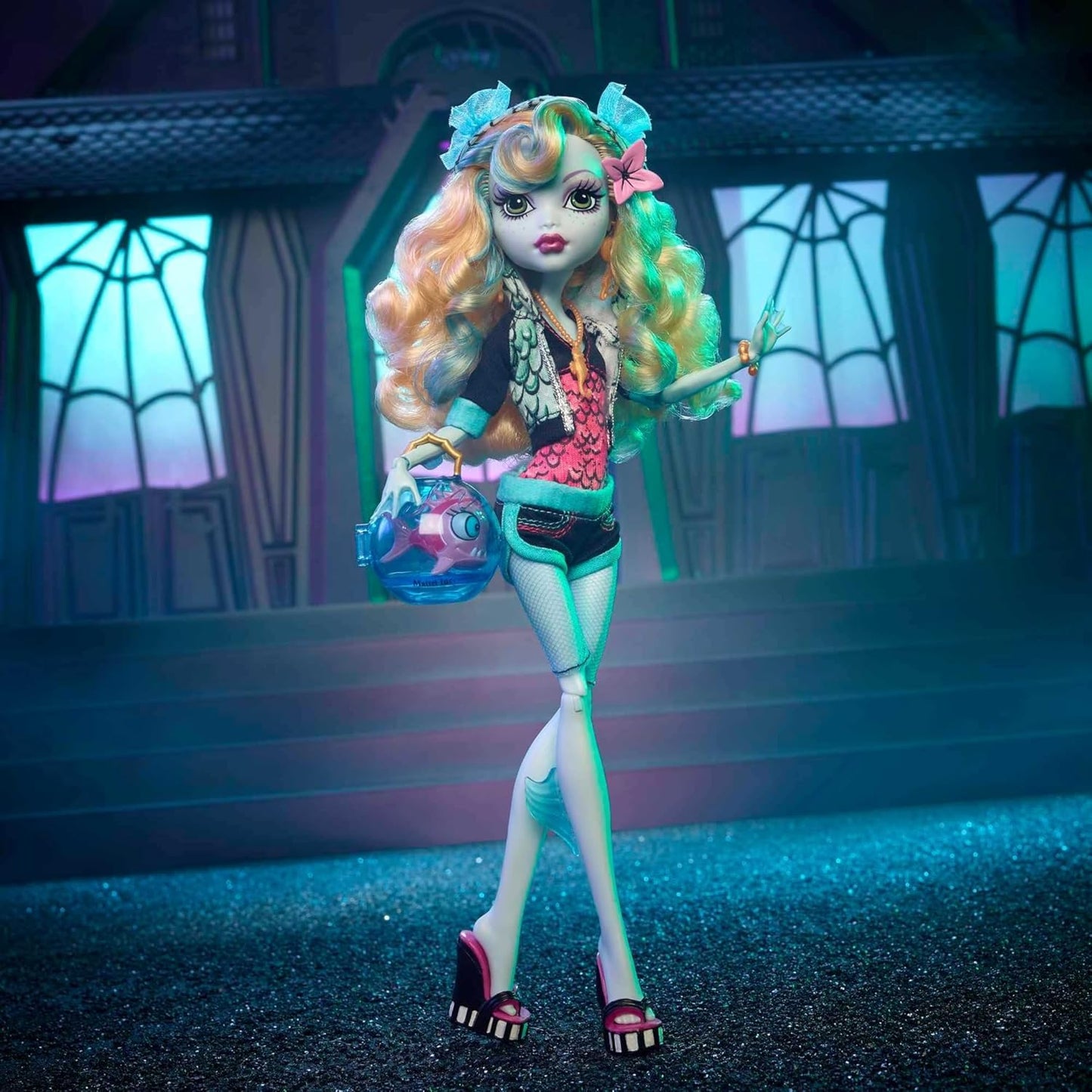 Monster High Lagoona Blue Reproduction Doll (10.5 in) Wearing Original Fashion & Shoes, with Pet, Doll Stand & Accessories, Gift for Collectors