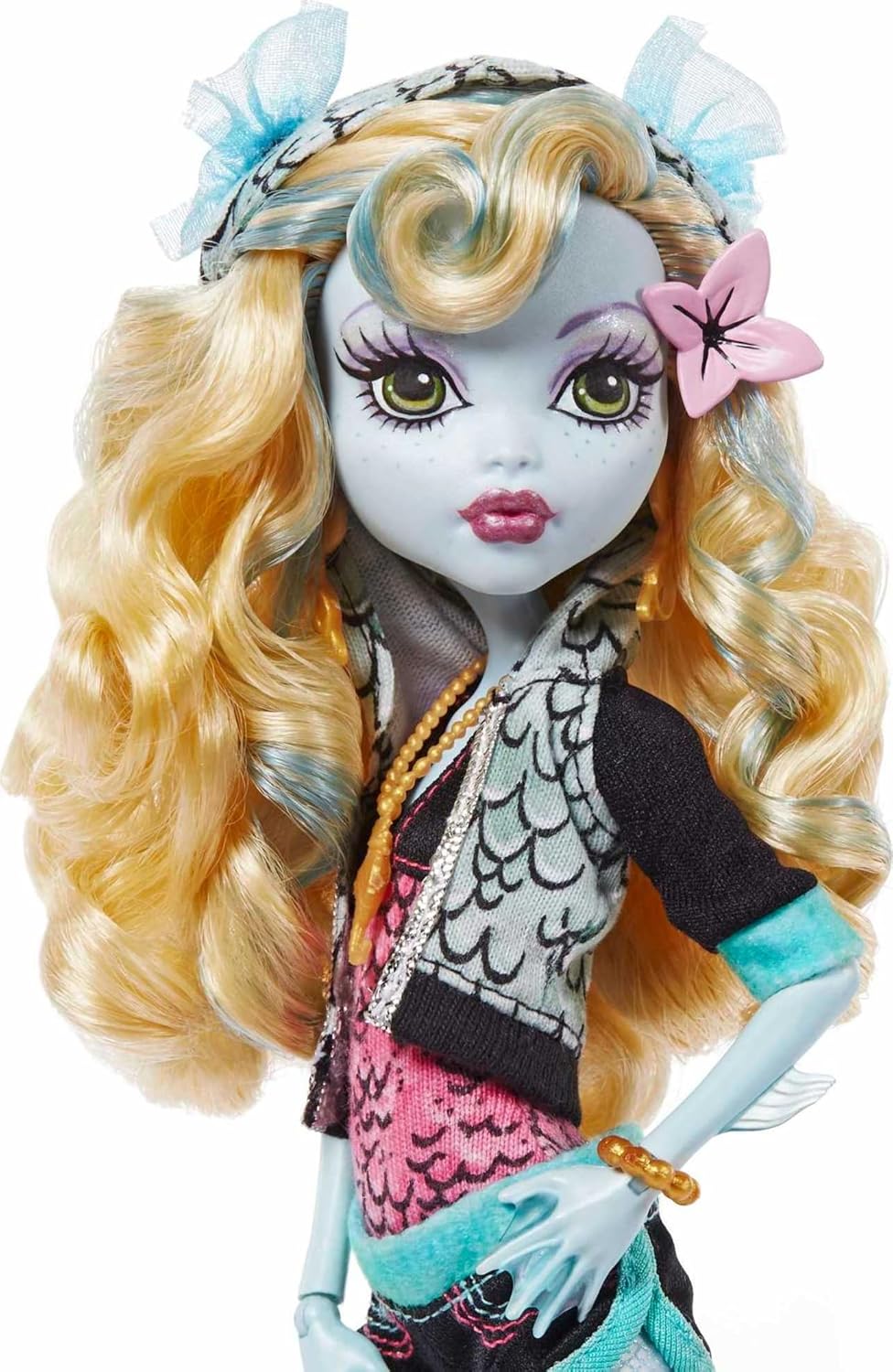 Monster High Lagoona Blue Reproduction Doll (10.5 in) Wearing Original Fashion & Shoes, with Pet, Doll Stand & Accessories, Gift for Collectors