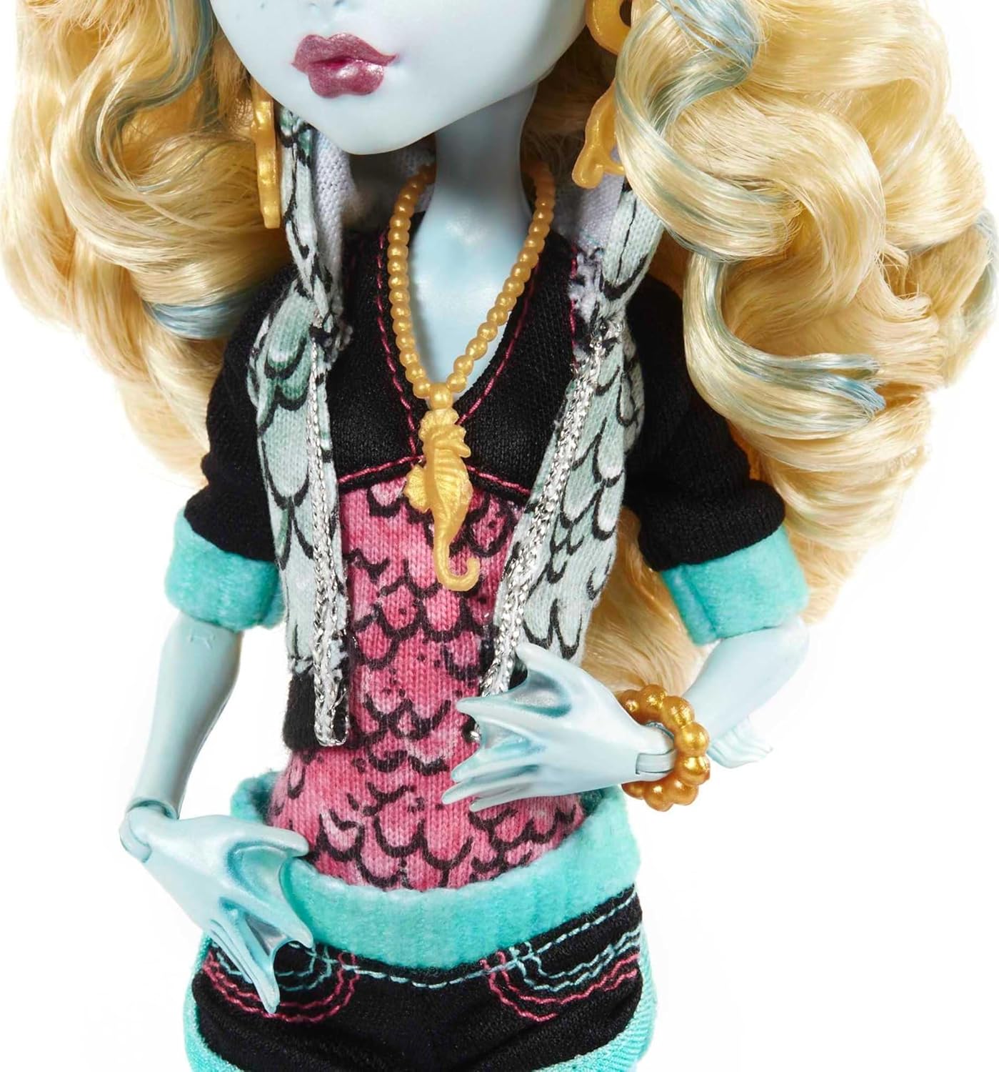 Monster High Lagoona Blue Reproduction Doll (10.5 in) Wearing Original Fashion & Shoes, with Pet, Doll Stand & Accessories, Gift for Collectors