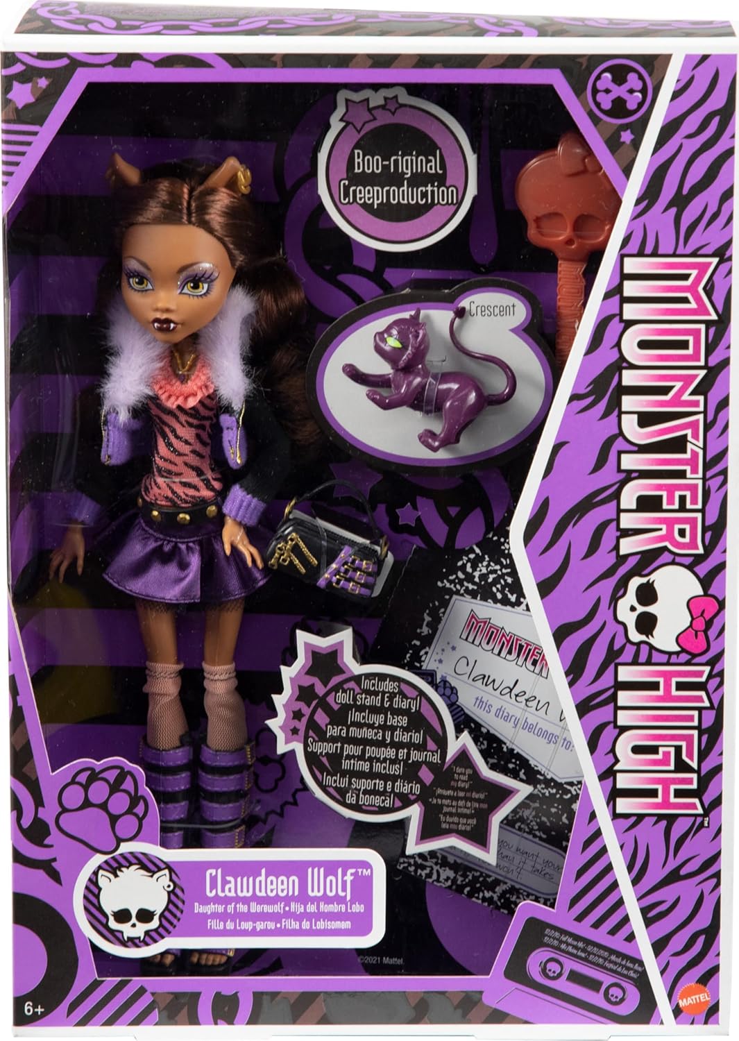 Monster High Clawdeen Wolf Reproduction Doll Wearing Original Fashion & Shoes with Pet, Doll Stand & Accessories, 10-5-inch Collectible Toy