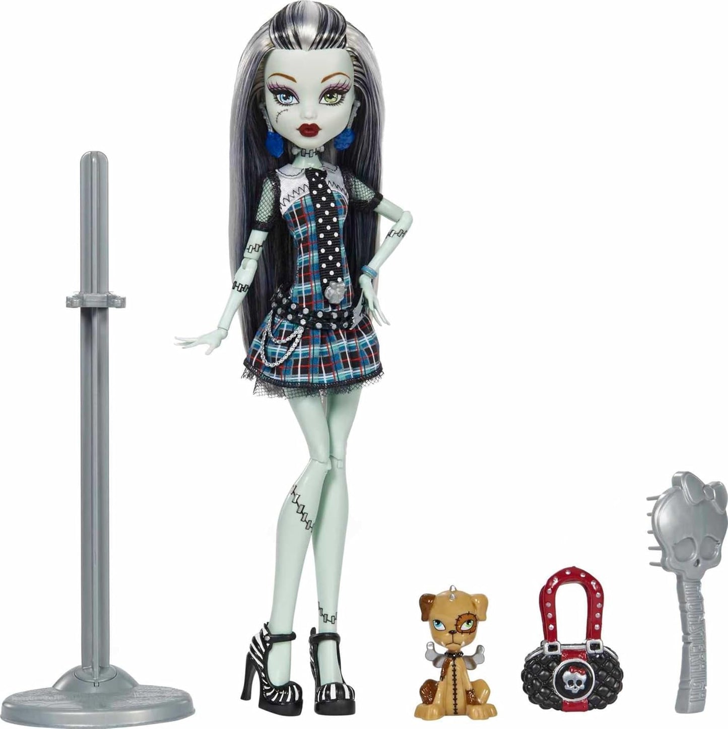 Monster High Frankie Stein Reproduction Doll (10.5 in) Wearing Original Fashion & Shoes, with Pet, Doll Stand & Accessories, Gift for Collectors