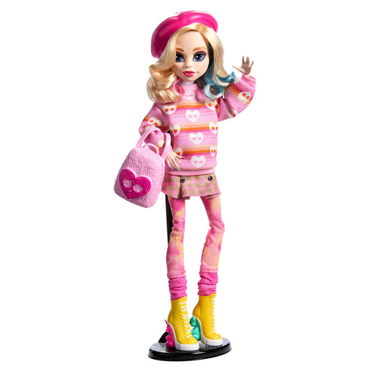 Monster High Wednesday Collectible Doll, Enid Sinclair i rosa mode med tillbehör 