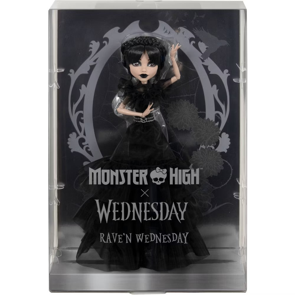 Monster High Wednesday Collectible Doll, Rave'N Wednesday in Black Gown Inspired by Dance Scene