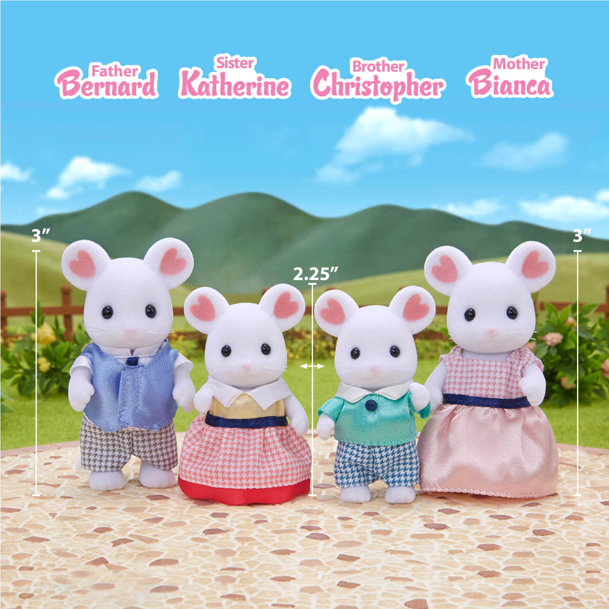 Calico Critters Marshmallow Mouse Family, Set of 4 Collectible Doll Figures