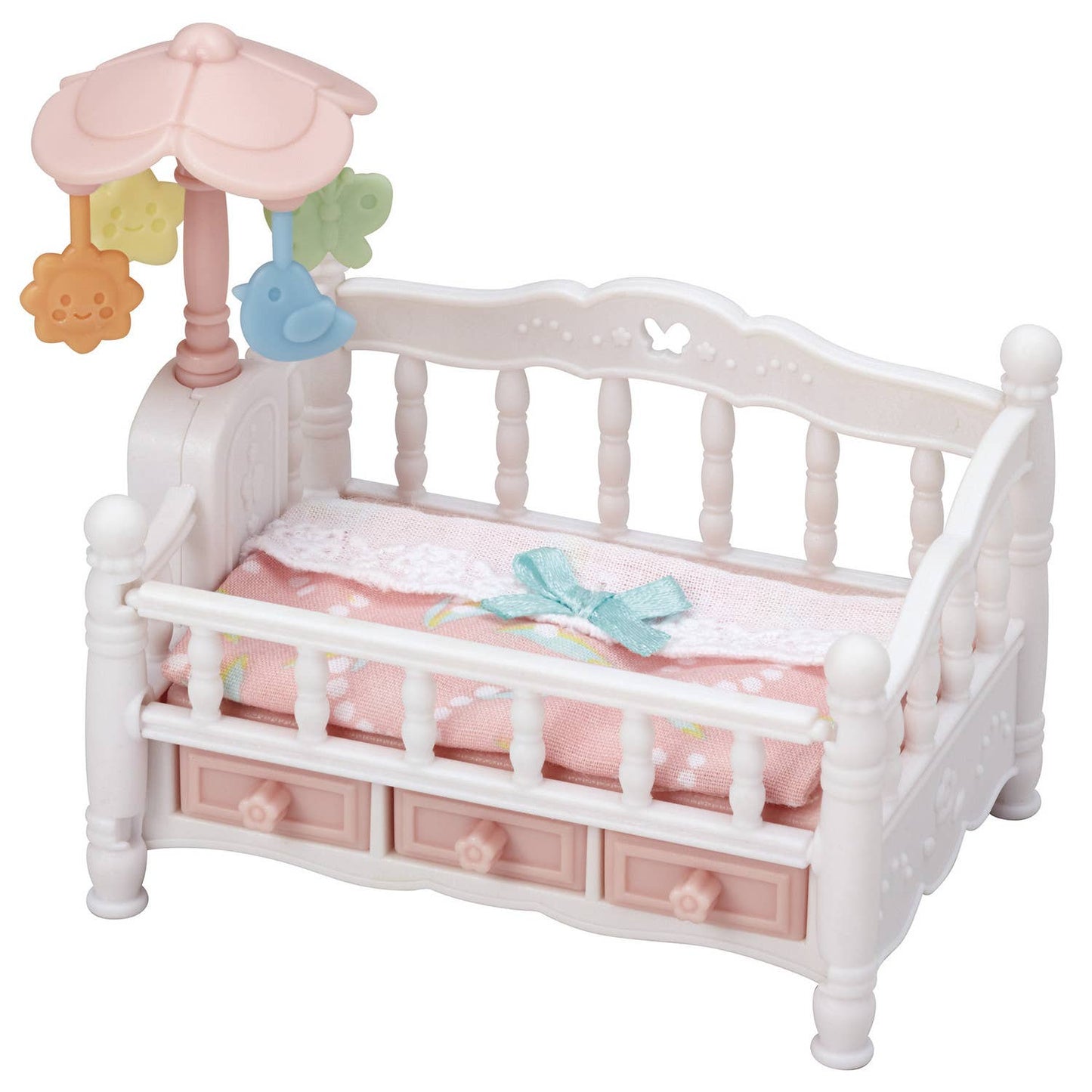 Calico Critters Crib with Mobile - Interactive Dollhouse Furniture Set with Working Features